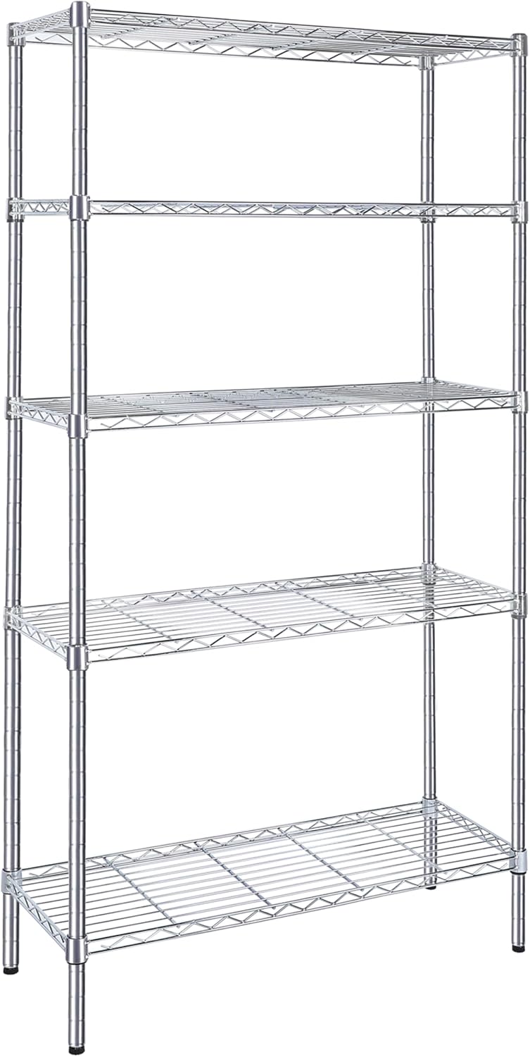 Simple Deluxe Heavy Duty 3-Shelf Shelving Unit with Wheels, Adjustable Steel Wire Shelving