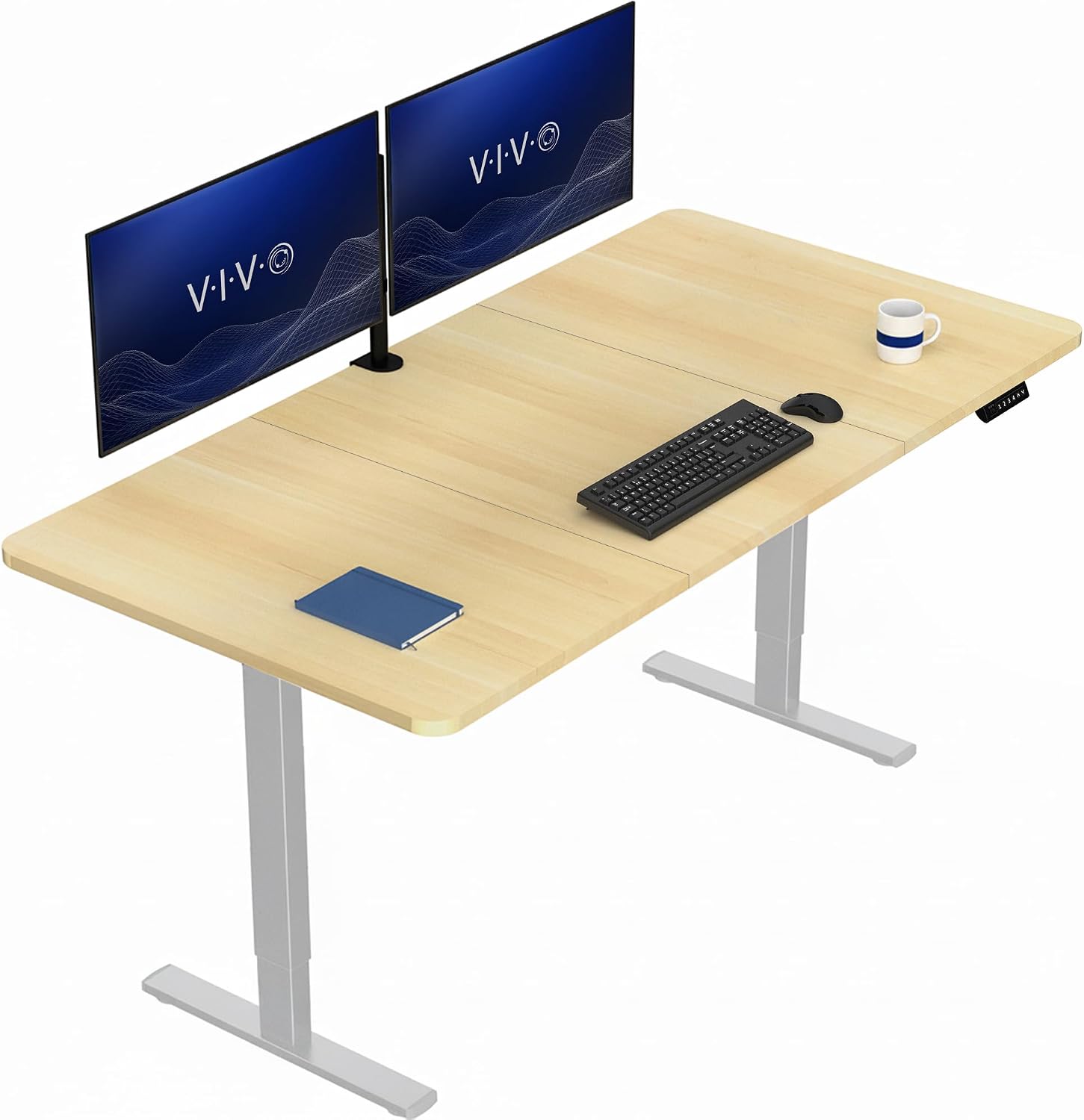 VIVO Electric 63 x 32 in Standing Desk, Memory Height Adjustment, 1B Series, Holds 220 lbs, Dark Walnut Top Black Frame, DESK-KIT-1B1D