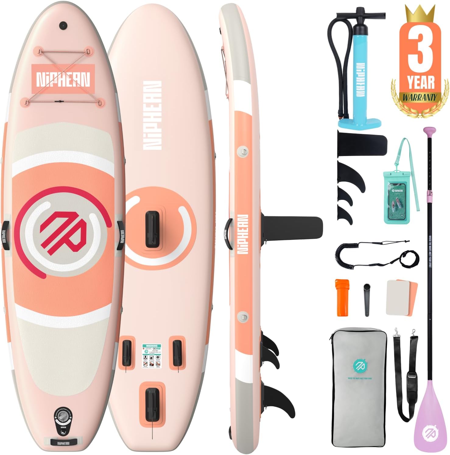 Niphean 10' Inflatable Paddle Board, Ultra-Light SUP for Beginners, Versatile Yoga Paddle Board with Durable SUP Accessories, 400lbs Capacity