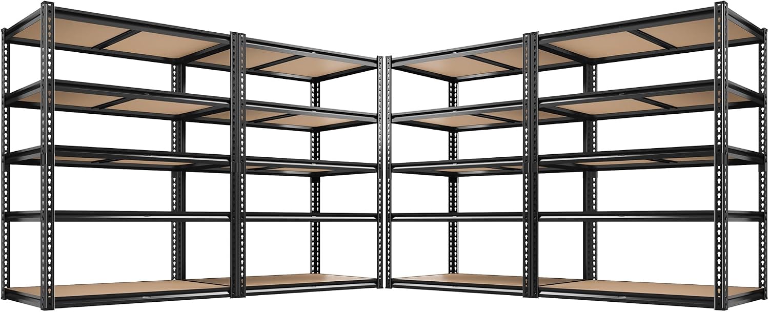 ROOMFAVE 40" W Storage Shelves 5 Tier Garage Shelving Heavy Duty, 2350LBS Adjustable Metal Shelving Unit, Garage Shelves for Basement, Warehouse