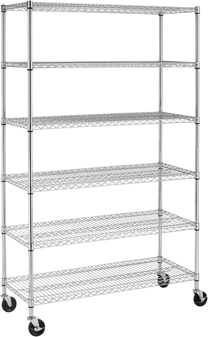 BestOffice, 4-Tier Wire Storage Shelves, 36x14x54, Chrome, with Adjustable Racks, Heavy-Duty Metal Shelf, Holds Up to 1000 lbs, No-Tool Assembly