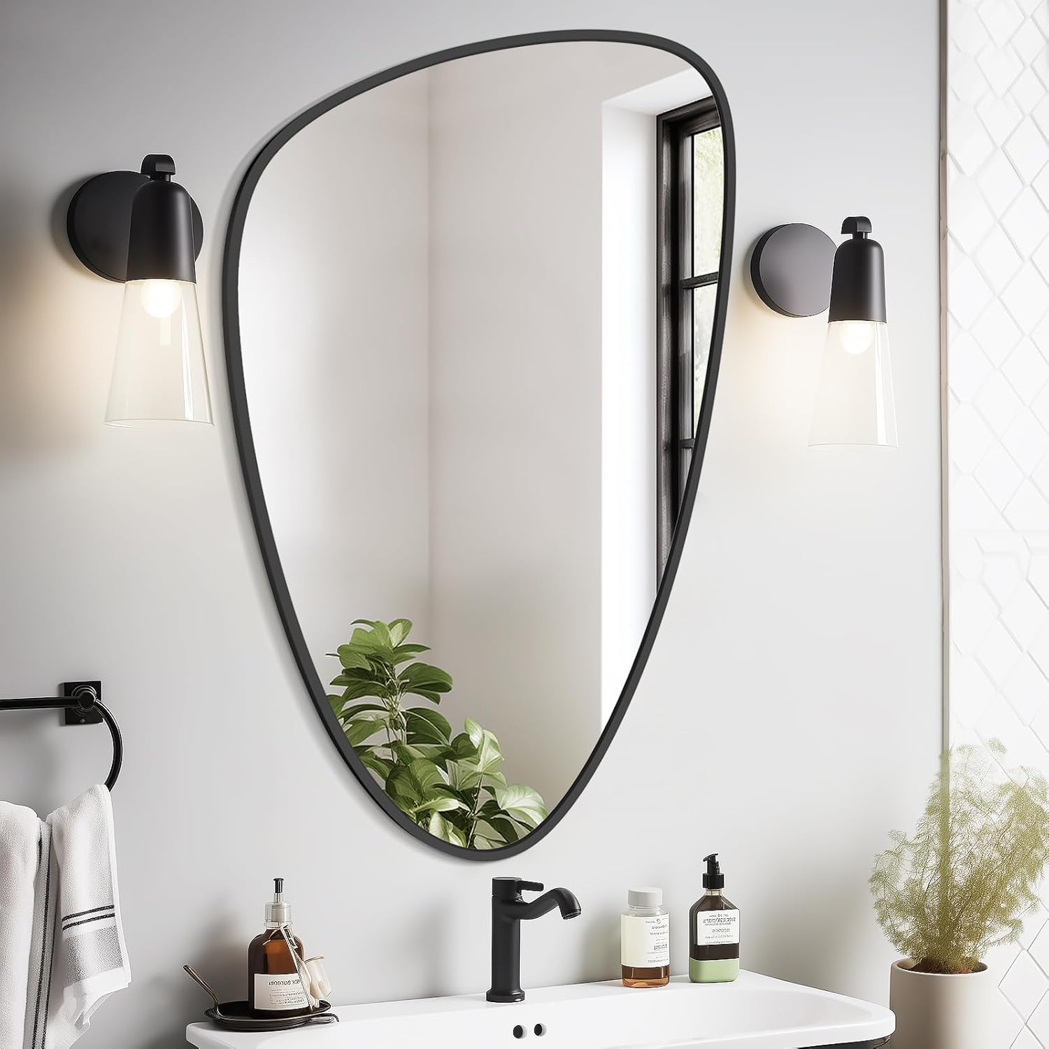 WallBeyond Asymmetrical Mirror, Irregular Mirror Full Length, Boho Wall Mirrors Decorative for Bedroom Living Room Entryway Hall