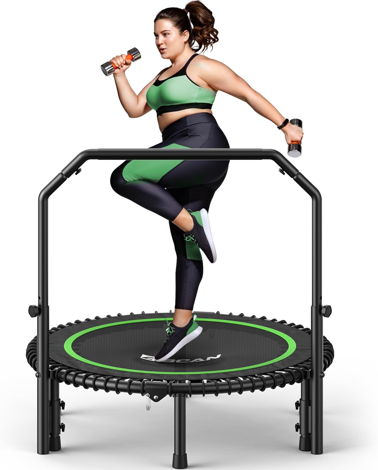 BCAN BT2 Rebounder Trampoline for Adults Bar, FED Fitness Trampoline Indoor