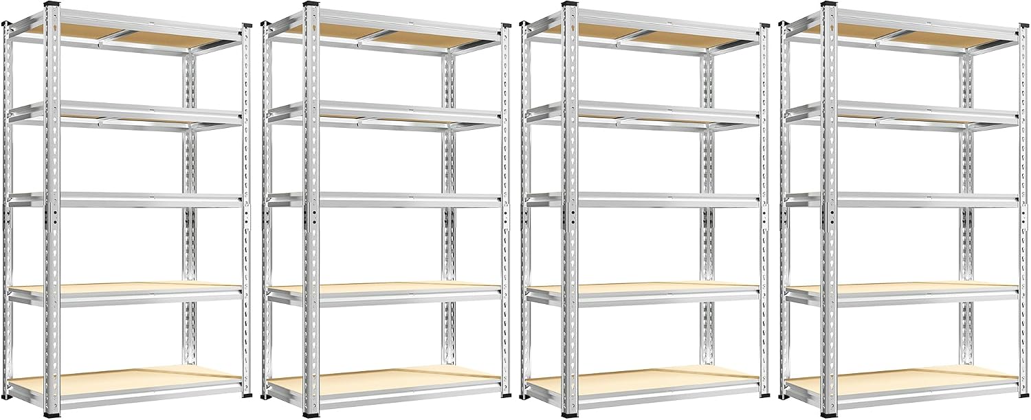 REIBII 2500LBS Garage Shelving, 40"W Rust-Proof Storage Shelves For Basement, 5-Tier Metal Shelving, Waterproof, Adjustable Pantry Shelves