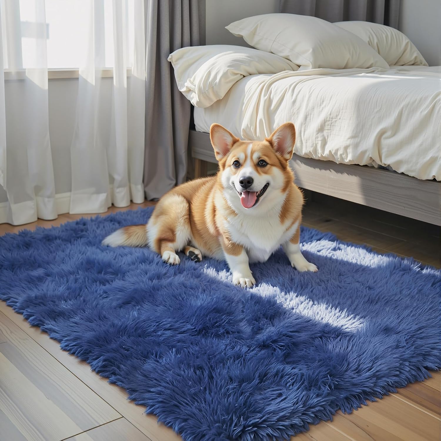 junhejiamei Area Rugs 9x12 Living Room, Large Area Rug Shaggy Carpet Soft Plush Furry Bedside Rug