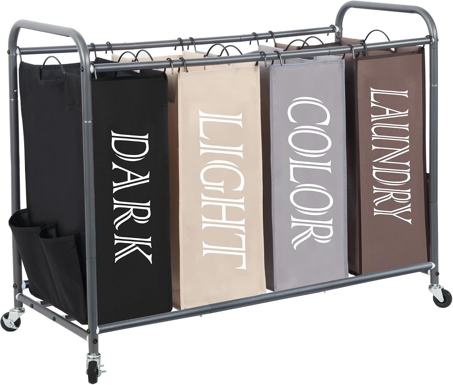 STORAGE MANIAC Laundry Sorter 4 Section, 47.5 Gal (180 L) Laundry Hamper with Wheels, Clothes Divider Basket Sorter