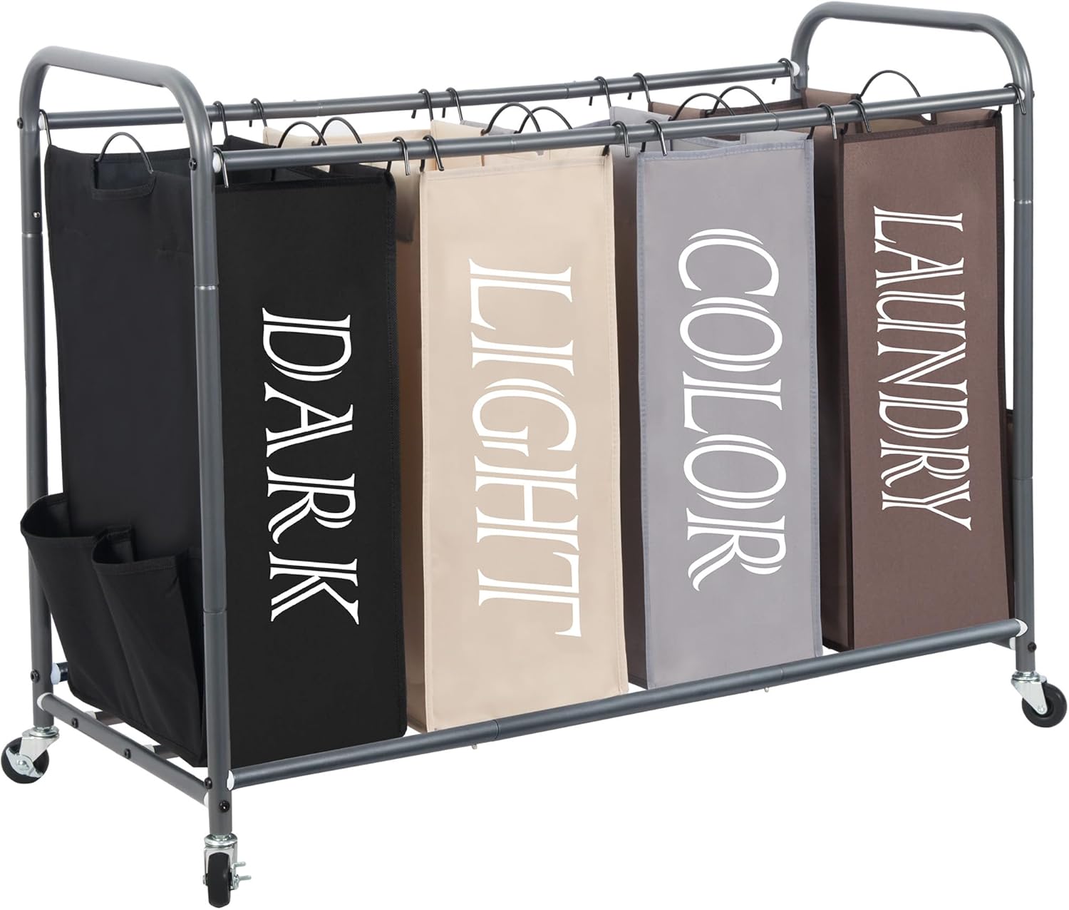 STORAGE MANIAC 3 Section Laundry Sorter, 35.6 Gal (135 L) Laundry Hamper Cart with Heavy Duty Rolling Lockable Wheels and Removable Bags