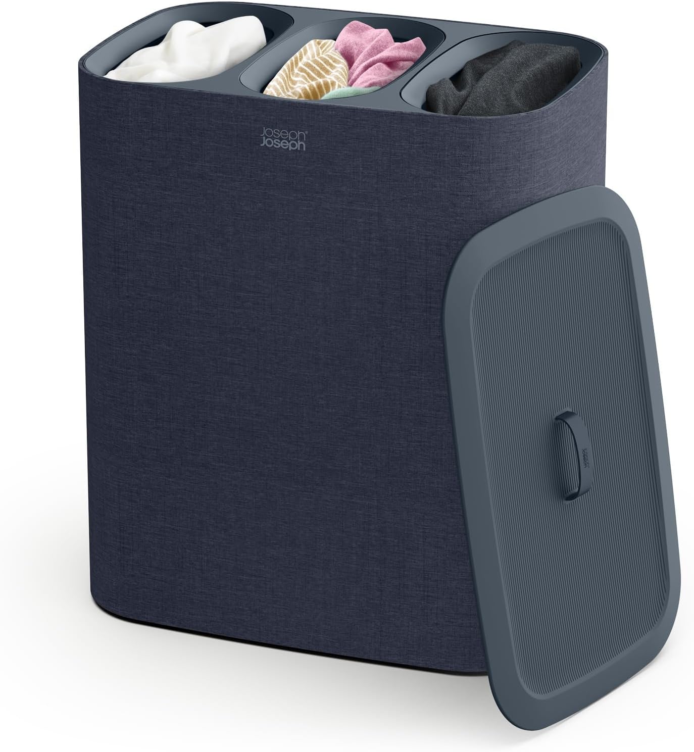 Joseph Joseph Tota 90 liter/23.8 gallon Laundry Hamper Separation Basket with lid, 2 Removable Washing Bags with Handles - Ecru
