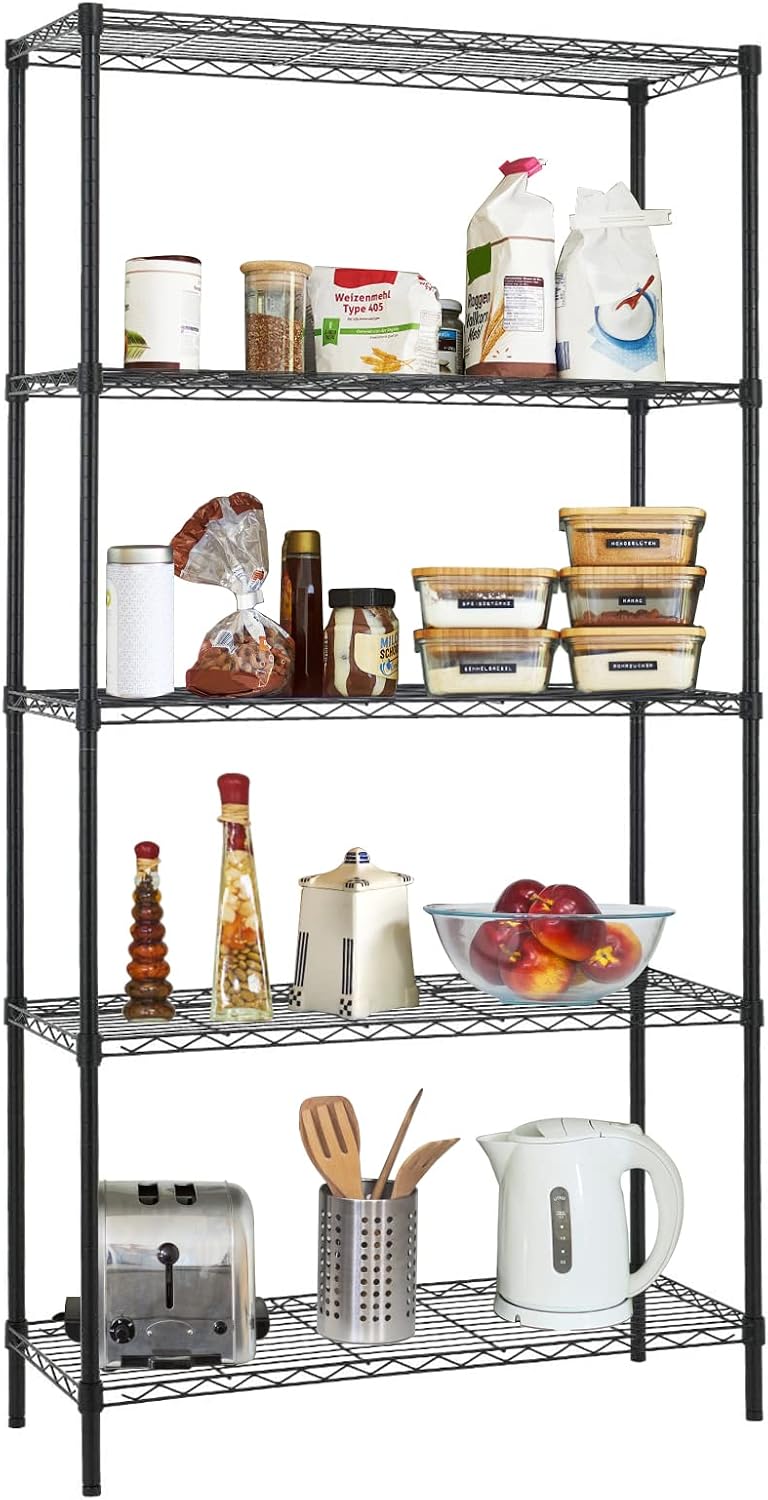 Heavy Duty 6 Tier Shelving Unit Adjustable 6000Lbs Capacity Steel Storage Rack 18" x 48 x 76 Mobile Shelves Wire Shelf Silver Rolling Utility Cart for