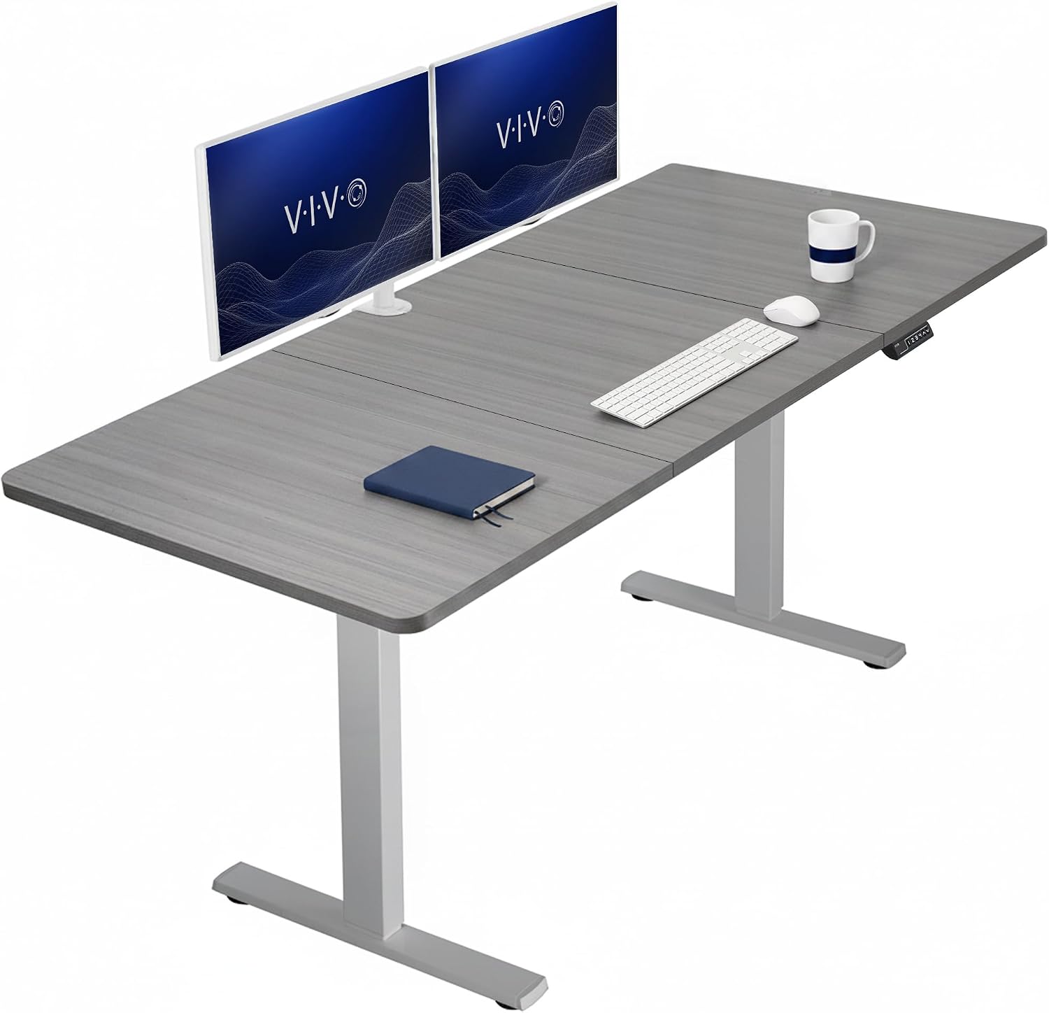 VIVO Electric 63 x 32 in Standing Desk, Memory Height Adjustment, 1B Series, Holds 220 lbs, Dark Walnut Top Black Frame, DESK-KIT-1B1D