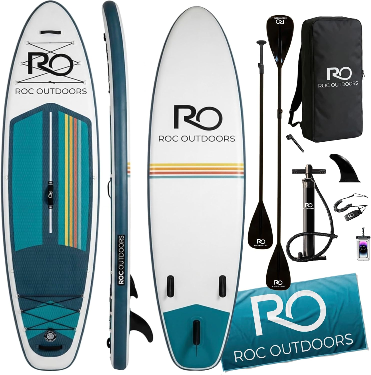 Roc Inflatable Stand Up Paddle Board 10' 6" with Premium SUP Paddle Board Accessories, Wide Stable Design, Non-Slip Comfort Deck for Youth and Adults