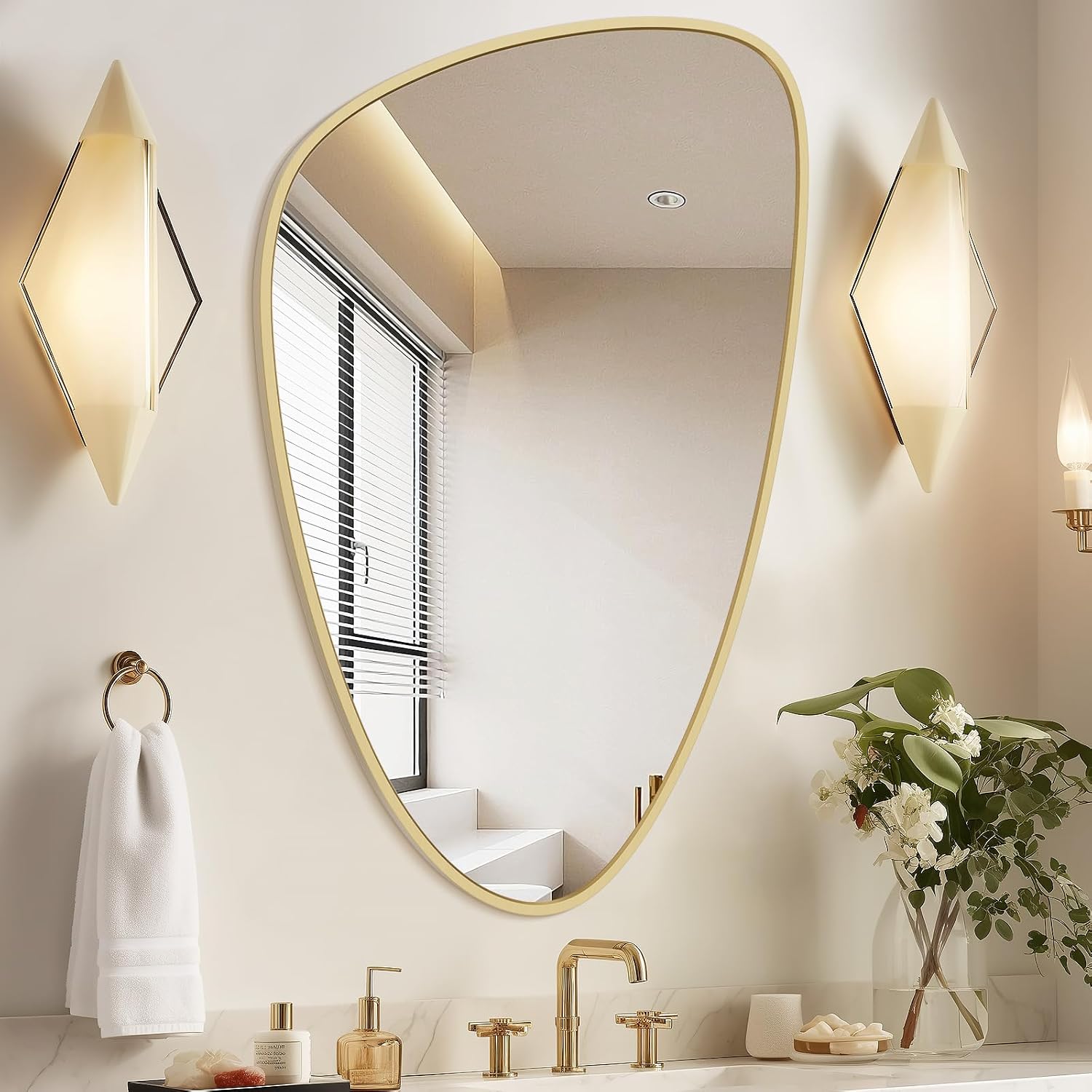 WallBeyond Asymmetrical Mirror, Irregular Mirror Full Length, Boho Wall Mirrors Decorative for Bedroom Living Room Entryway Hall