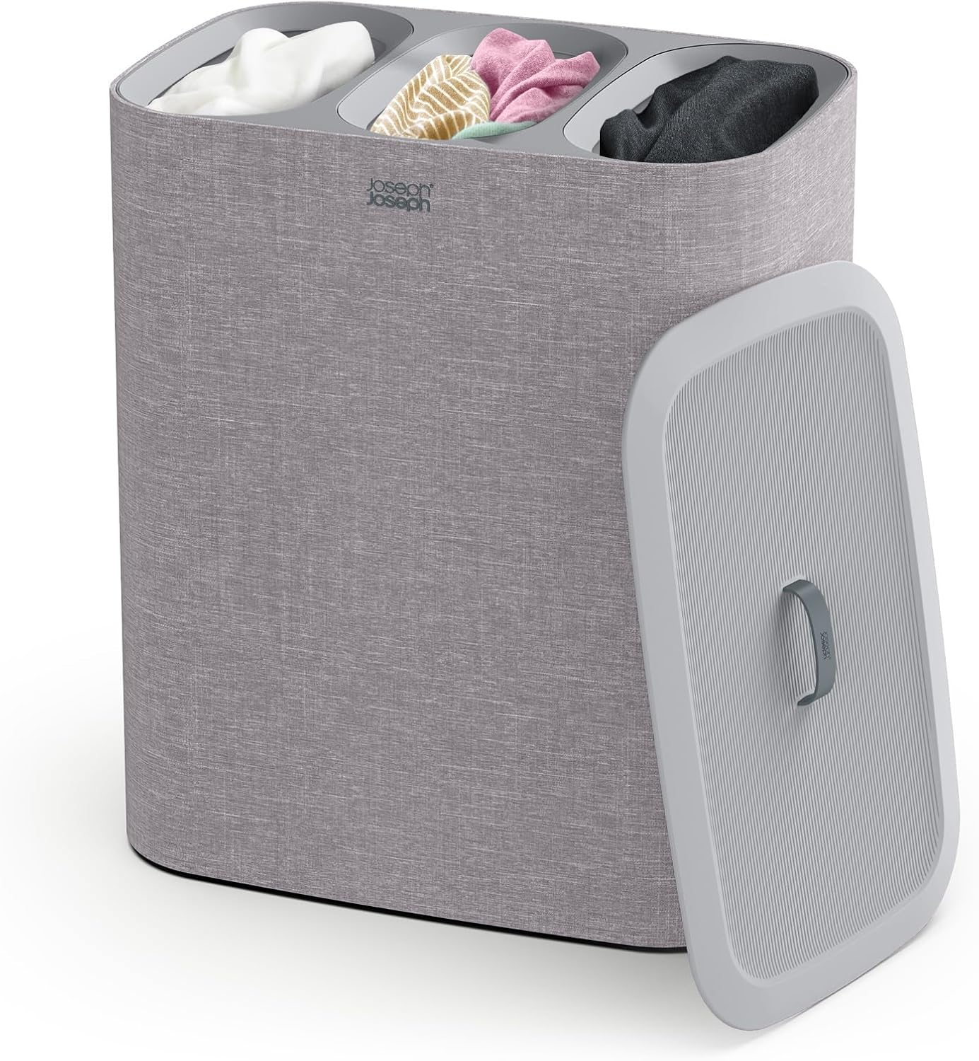 Joseph Joseph Tota 90 liter/23.8 gallon Laundry Hamper Separation Basket with lid, 2 Removable Washing Bags with Handles - Gray