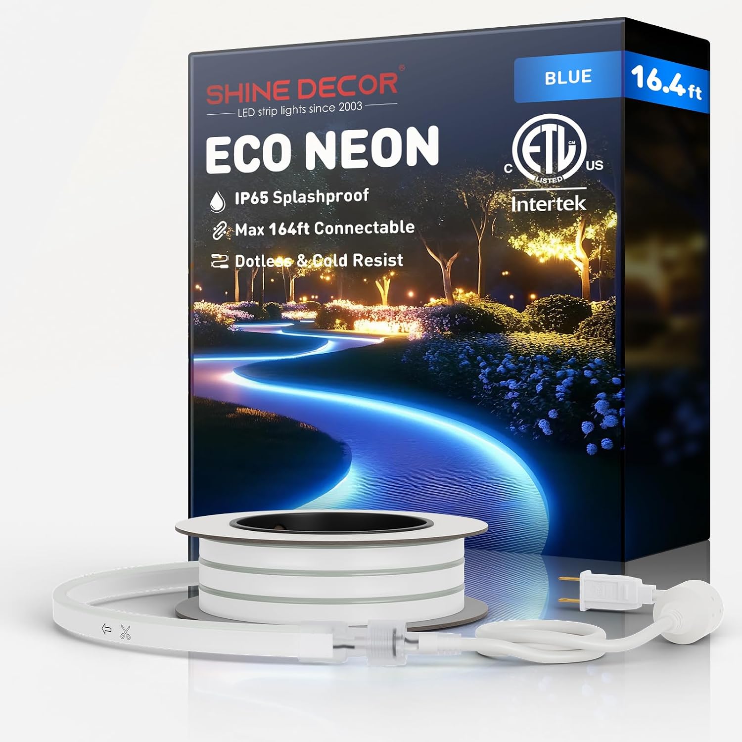 Shine Decor LED Neon Rope Lights Connectable, 131.2FT Flexible AC 110V 120V Neon LED Strip Lights(Warm White) Outdoor Waterproof