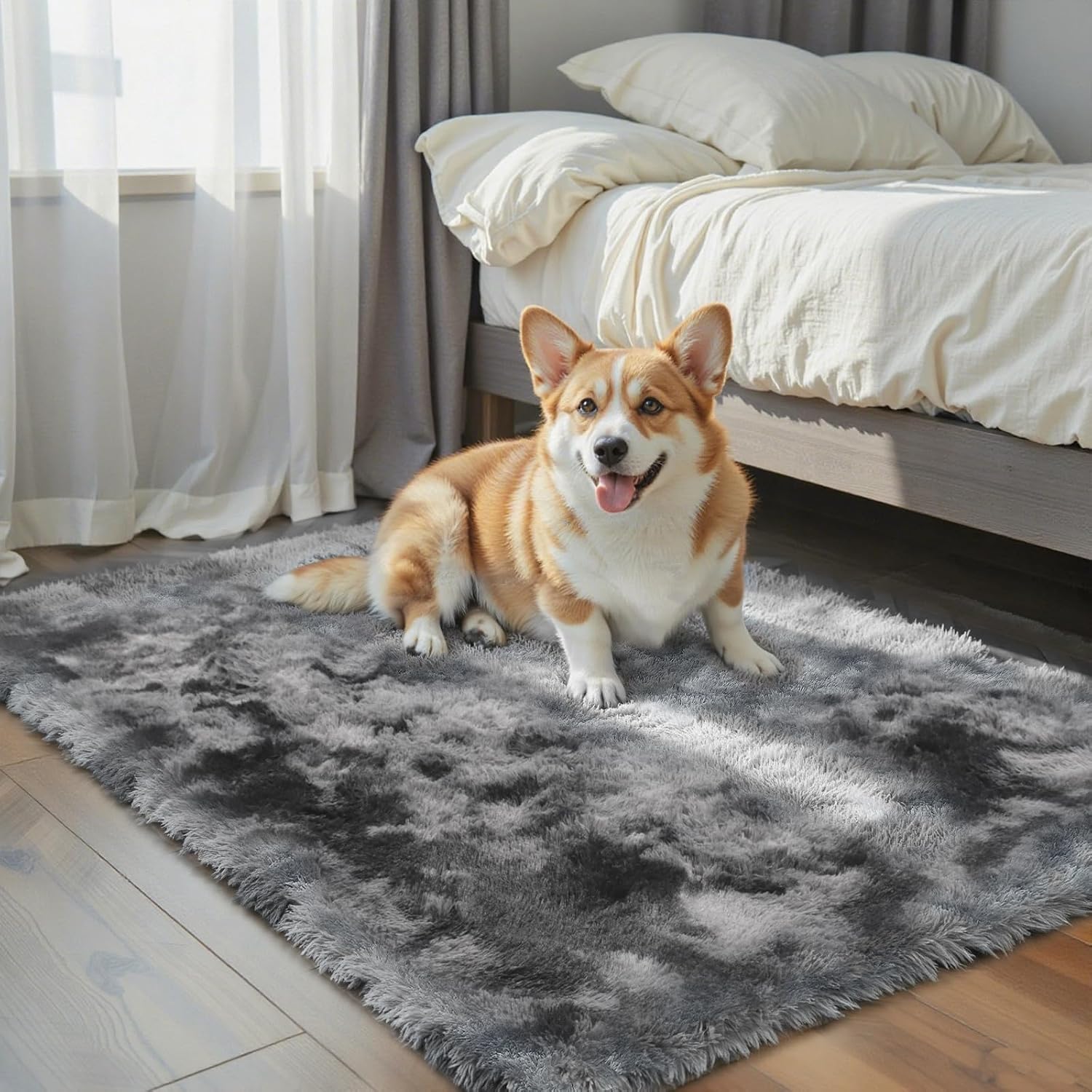 junhejiamei Area Rugs 9x12 Living Room, Large Area Rug Shaggy Carpet Soft Plush Furry Bedside Rug