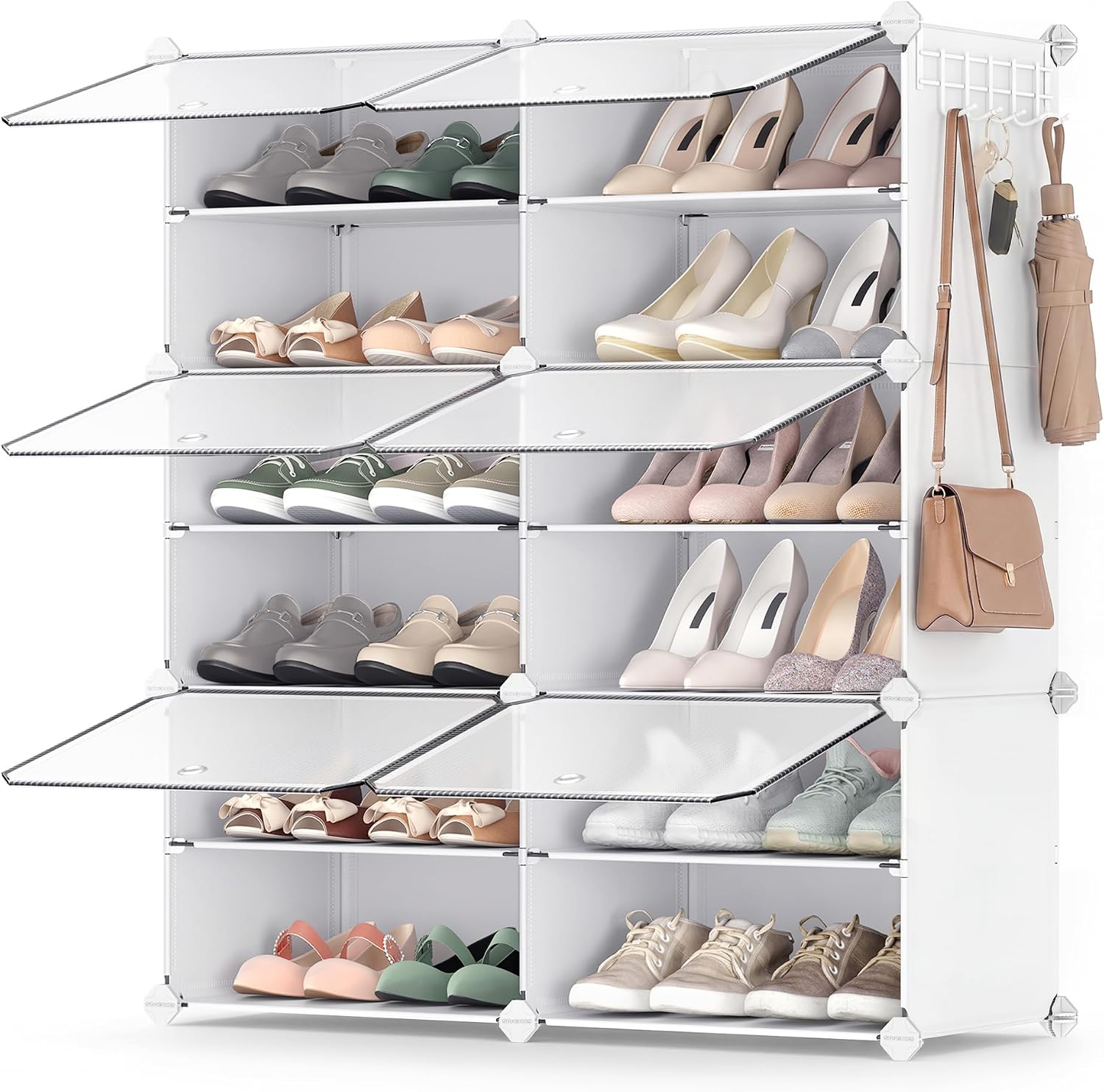 SONGMICS Shoe Rack Organizer, 8-Tier Shoe Storage Cabinet for Closet and Entryway, Holds 32 Pairs of Shoes, Adjustable