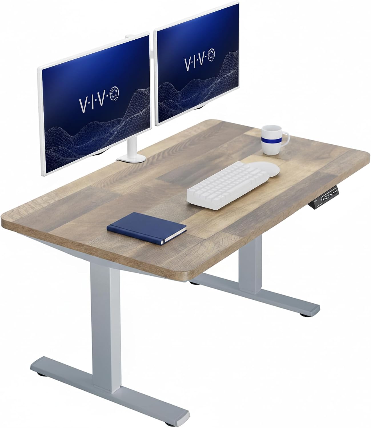 VIVO Electric 63 x 32 in Standing Desk, Memory Height Adjustment, 1B Series, Holds 220 lbs, Dark Walnut Top Black Frame, DESK-KIT-1B1D