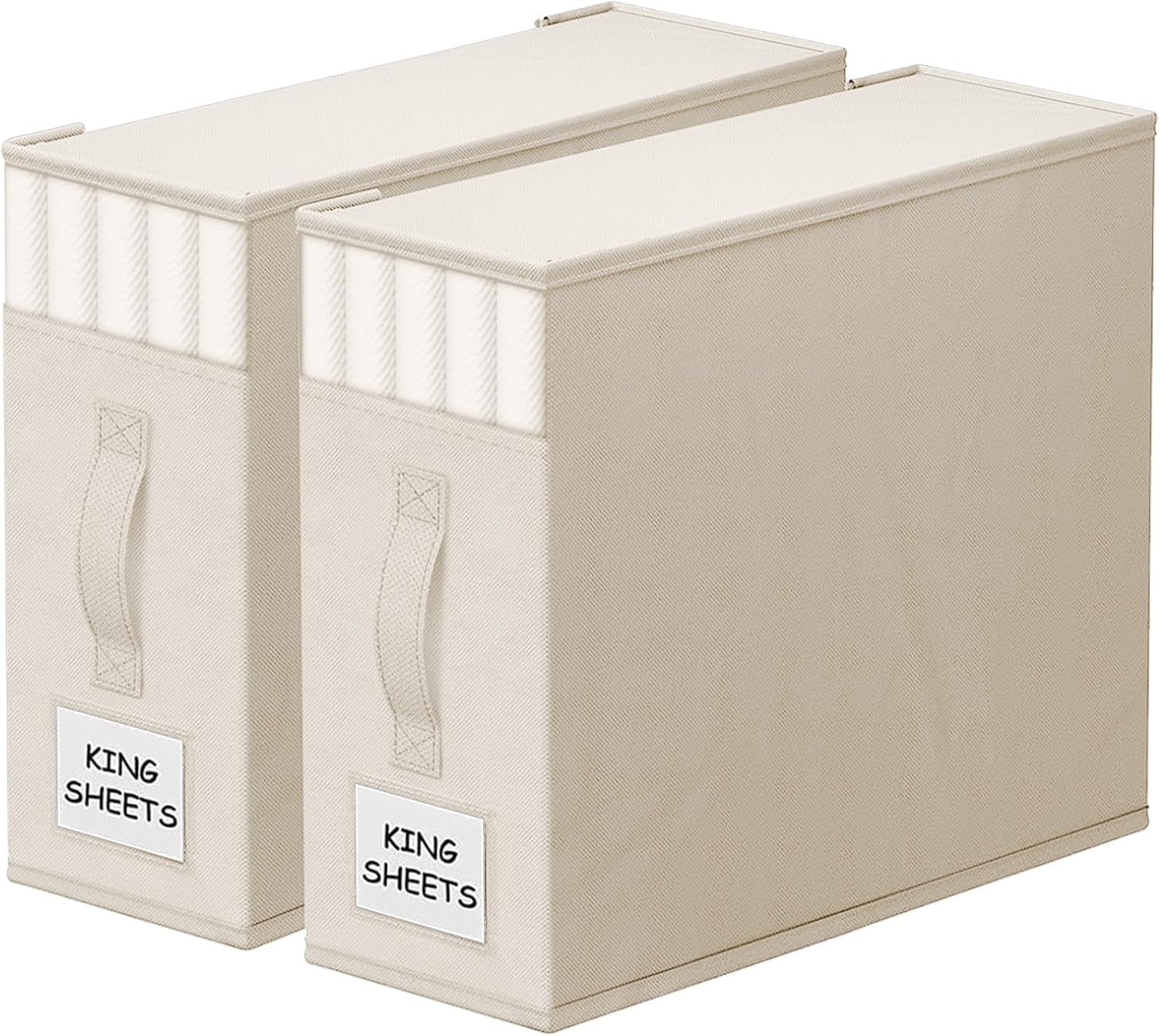 StorageTastic 6 Pack Bed Sheet Closet Organizers and Storage, Sturdy Foldable Storage Containers with Window and Label