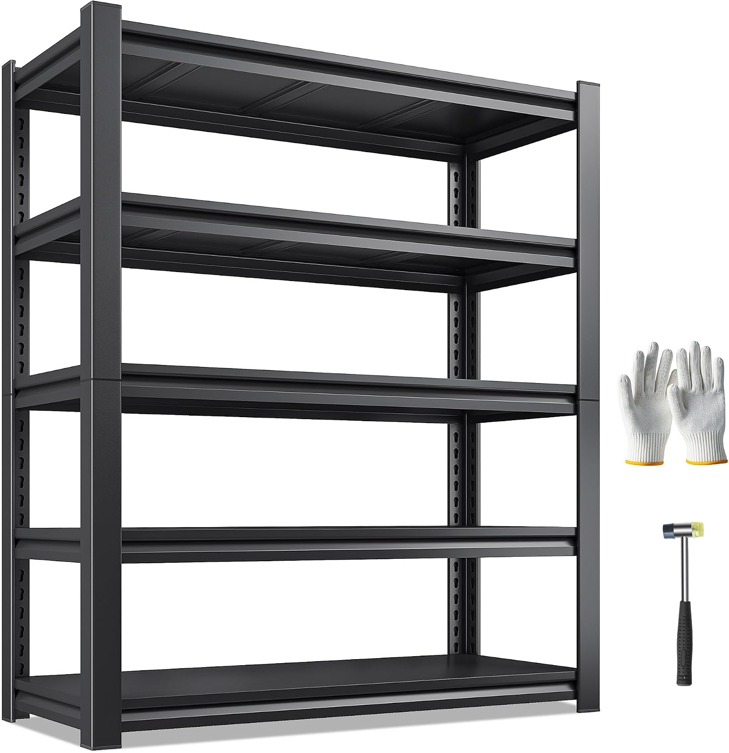 REIBII 5 Tier Garage Shelving for Garage, Adjustable Metal Shelving, 3000LBS Capacity, 36"W x 16"D x 72"H, Rust-Resistant, Solid Steel, Fits Pantry