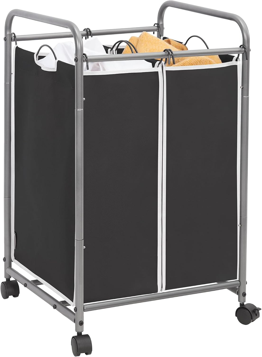 STORAGE MANIAC Laundry Sorter 4 Section, 47.5 Gal (180 L) Laundry Hamper with Wheels, Clothes Divider Basket Sorter