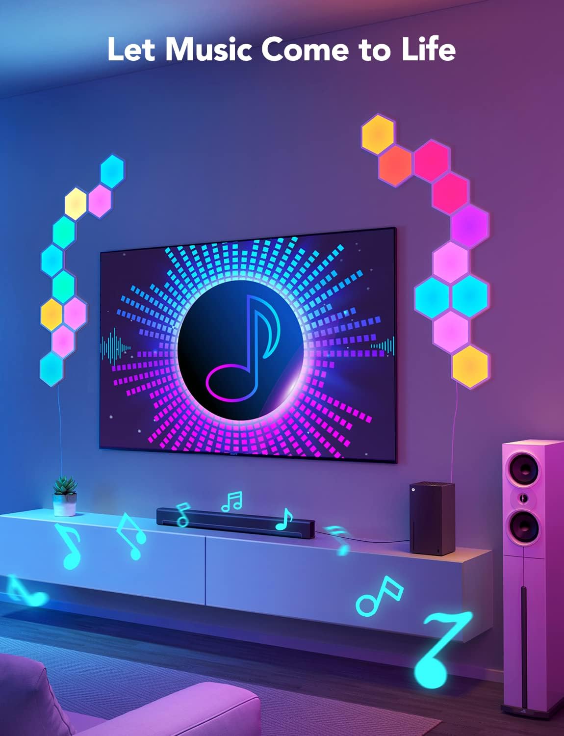 Govee Glide Hexa Light Panels, RGBIC Hexagon LED Wall Lights, Wi-Fi Smart Home Creative Wall Lights with Music Sync