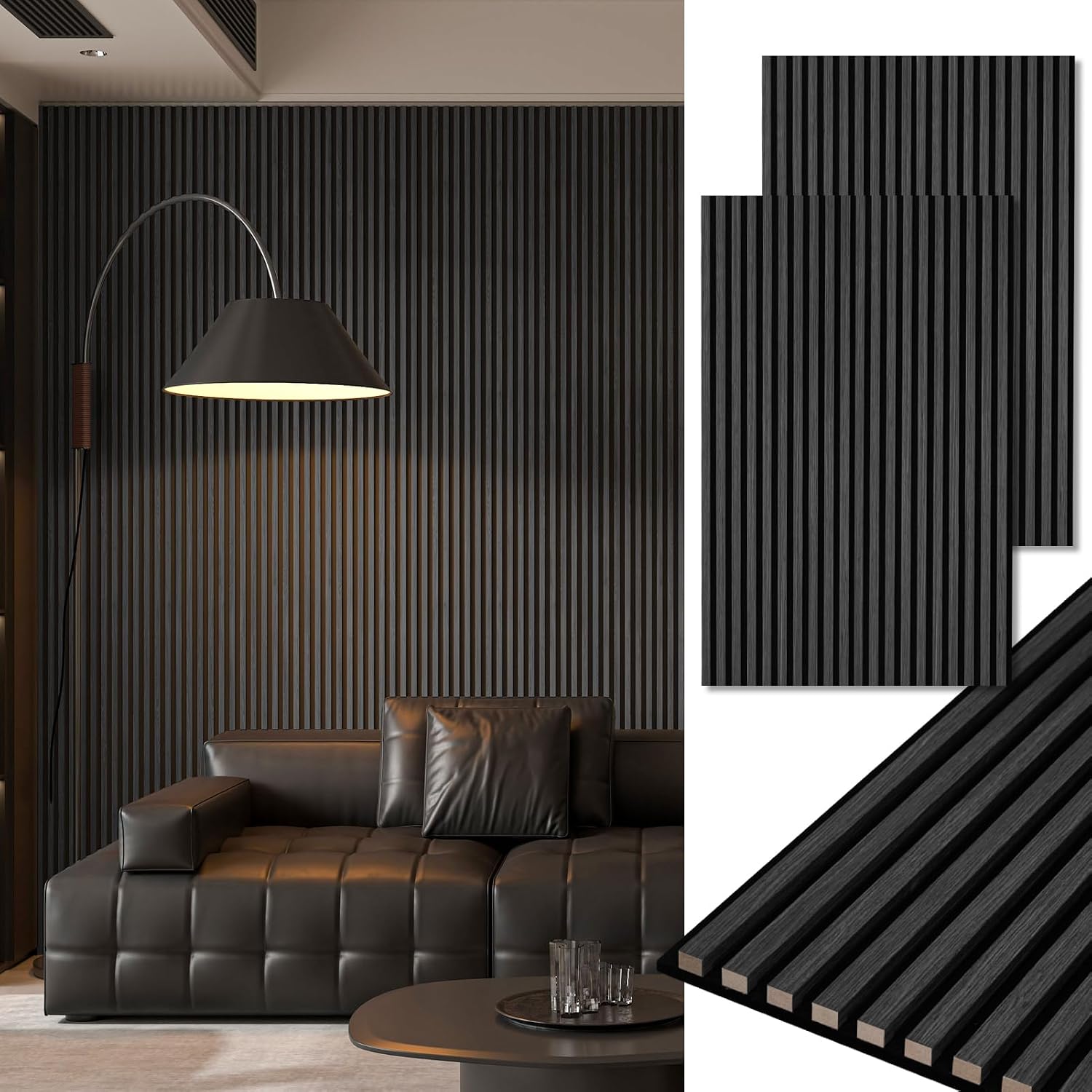 Art3d 2-Pack 108" x 12" Acoustic Wood Panels for Wall, Soundproof Wood Slat Panel for Wall and Ceiling