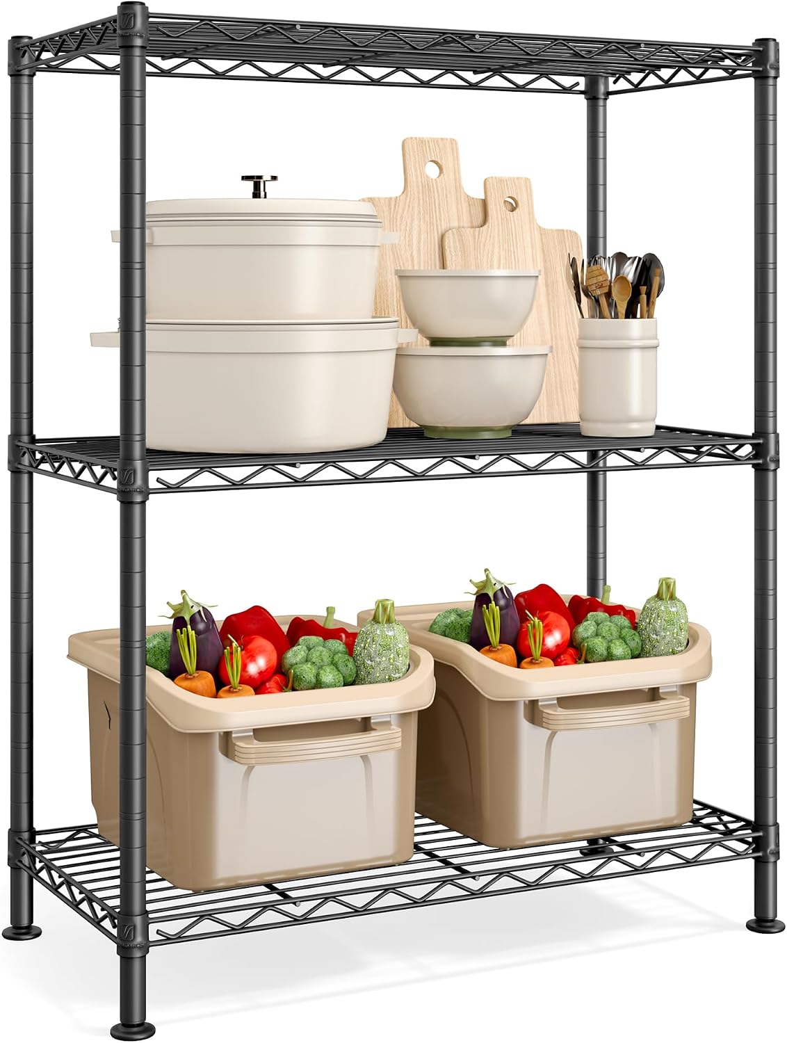 SONGMICS Storage Shelf, Metal Wire Shelving Unit, Adjustable Shelves, for Garage, Bedroom, Living Room, Kitchen, Pantry, 5 Tier