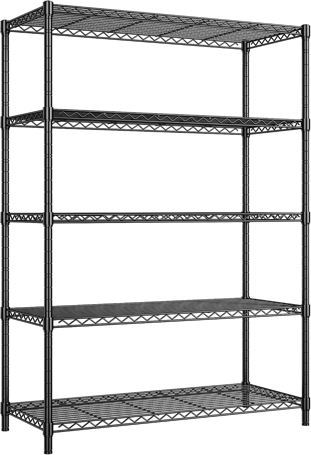 REIBII 5 Tier Metal Shelving Storage Shelves, 71''H Adjustable Wire Shelves Garage Shelving Unit for Kitchen, Pantry, Laundry Room, Warehouse, Office