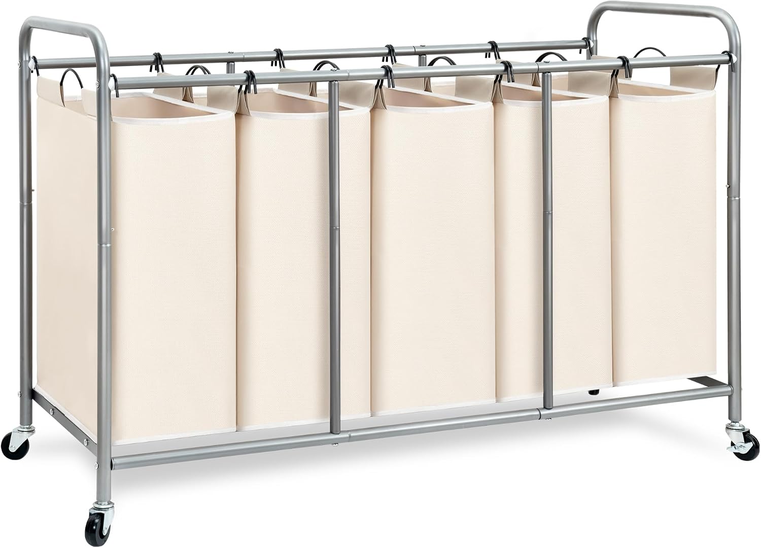 STORAGE MANIAC Laundry Sorter 4 Section, 47.5 Gal (180 L) Laundry Hamper with Wheels, Clothes Divider Basket Sorter