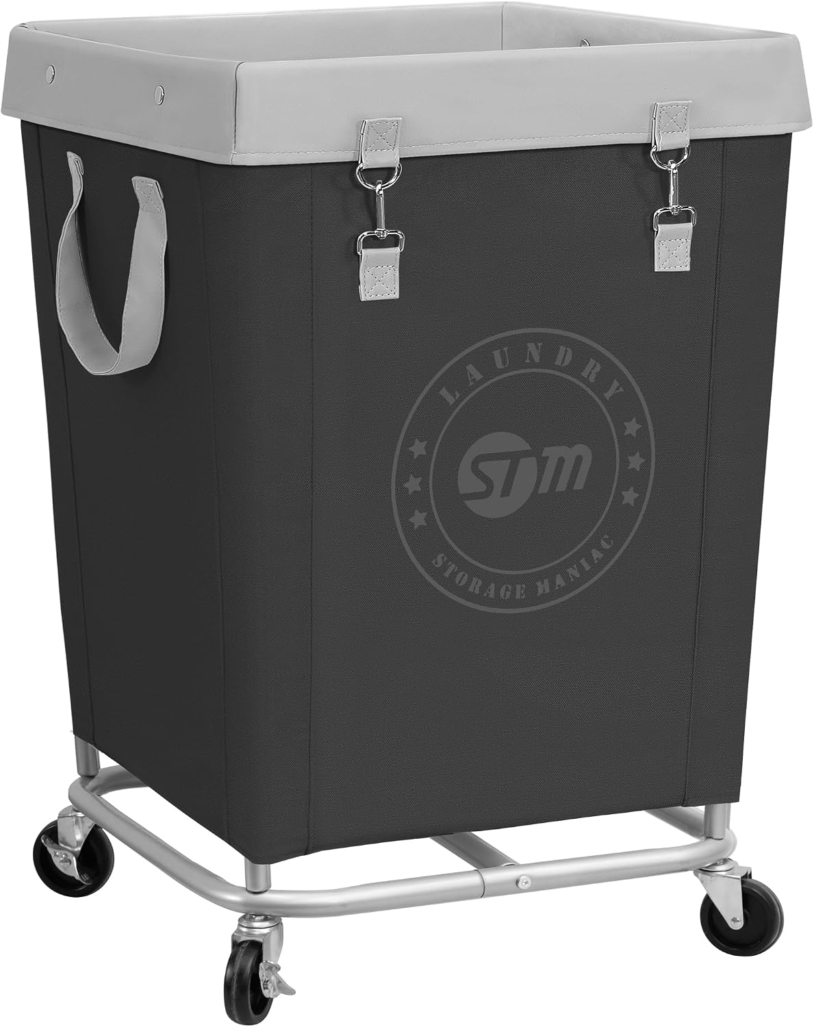 STORAGE MANIAC Commercial Laundry Hamper with Heavy Duty Steel Frame, 160 L Industrial Clothes Basket Cart with Wheels for Big Family, Home, Hotel