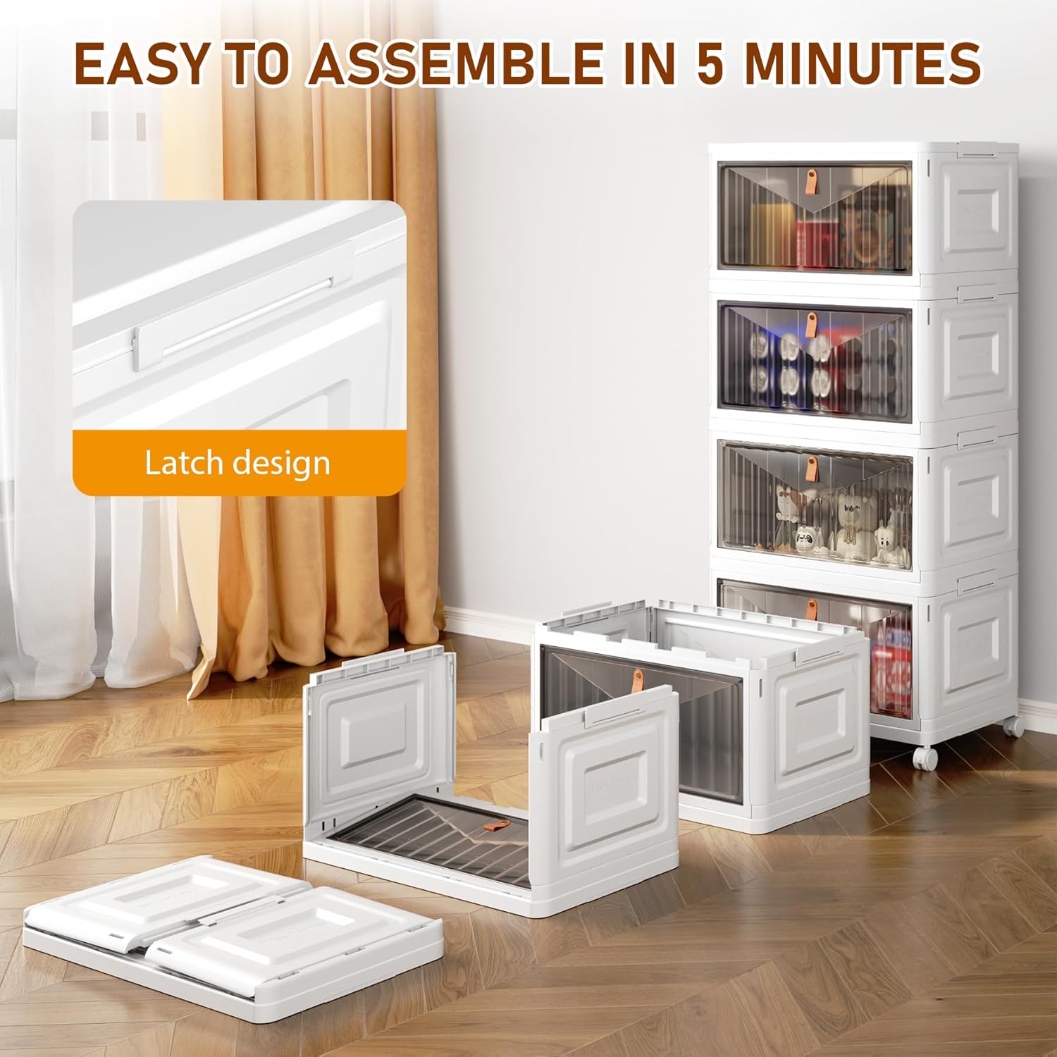 Wise Oannes Closet Organizers and storage, Storage cabinet with Wheels, Stackable Storage Bins with Wheels