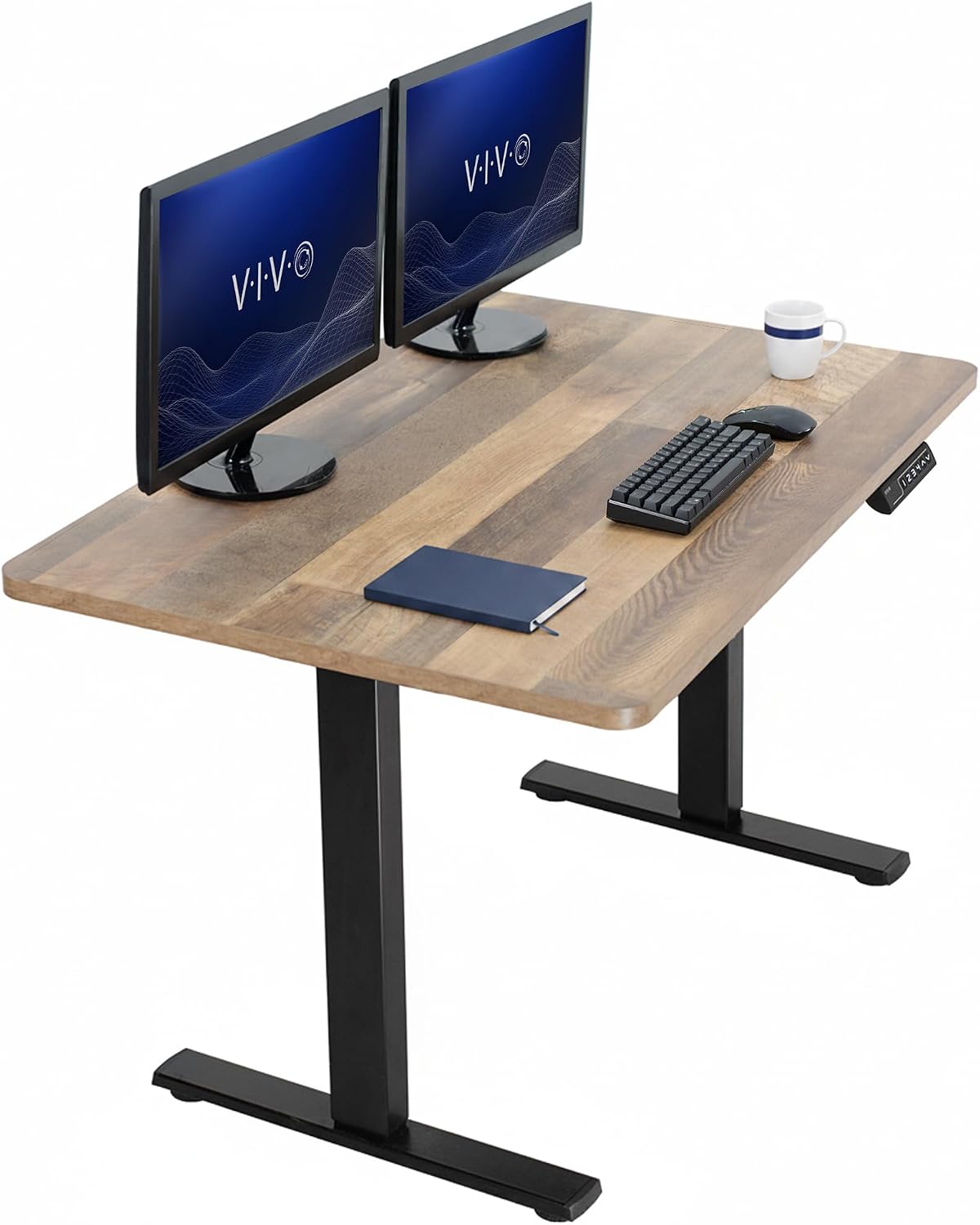 VIVO Electric 63 x 32 in Standing Desk, Memory Height Adjustment, 1B Series, Holds 220 lbs, Dark Walnut Top Black Frame, DESK-KIT-1B1D
