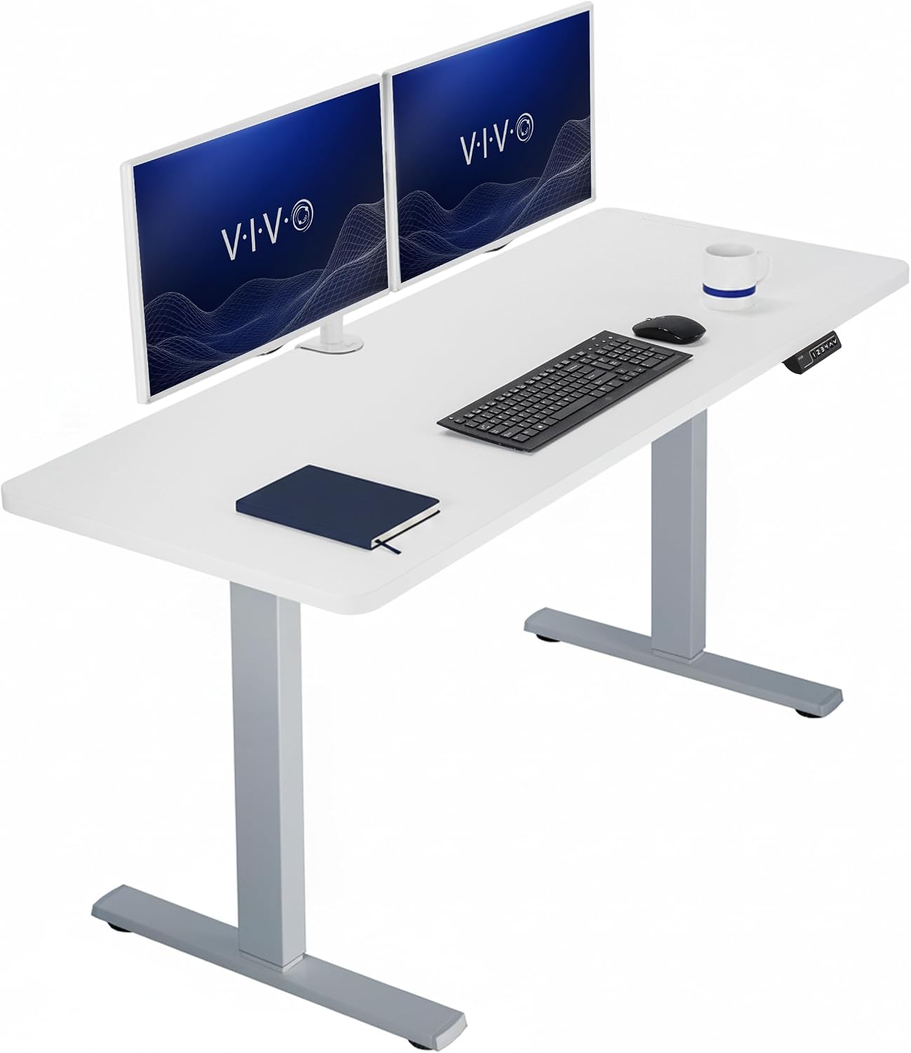 VIVO Electric 63 x 32 in Standing Desk, Memory Height Adjustment, 1B Series, Holds 220 lbs, Dark Walnut Top Black Frame, DESK-KIT-1B1D