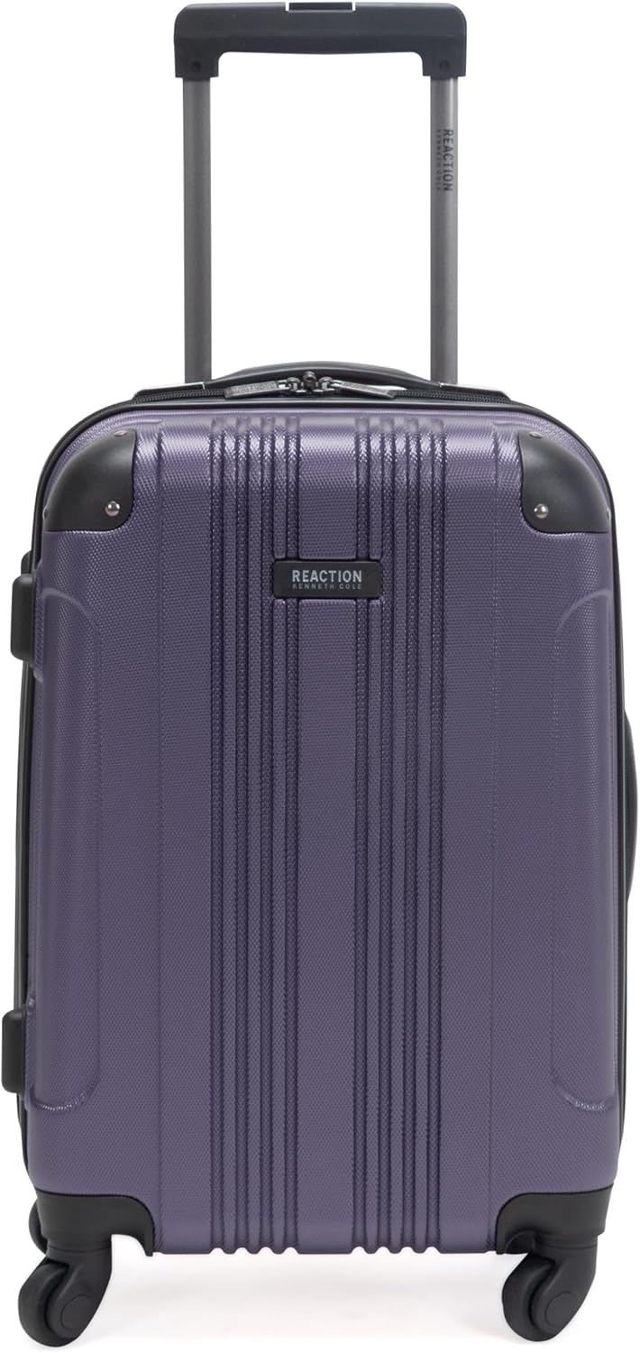 Kenneth Cole REACTION Out of Bounds Lightweight Hardshell 4-Wheel Spinner Luggage, Charcoal, 24-Inch Checked