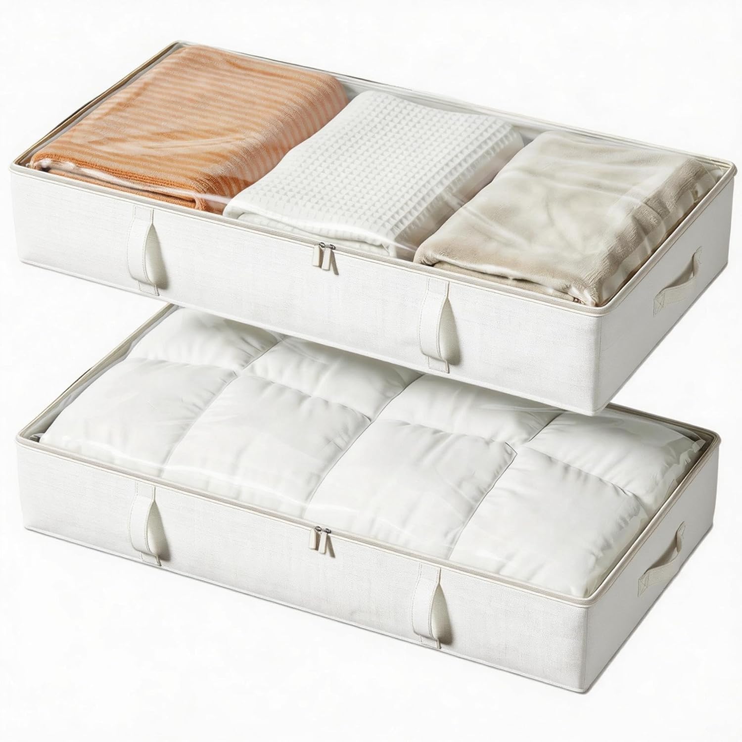 Vailando Storage Containers, 6 Inches Tall 60L Underbed Storage Bins with Sturdy Handles and Sidewalls, Closet Organizer for Clothes, Blankets