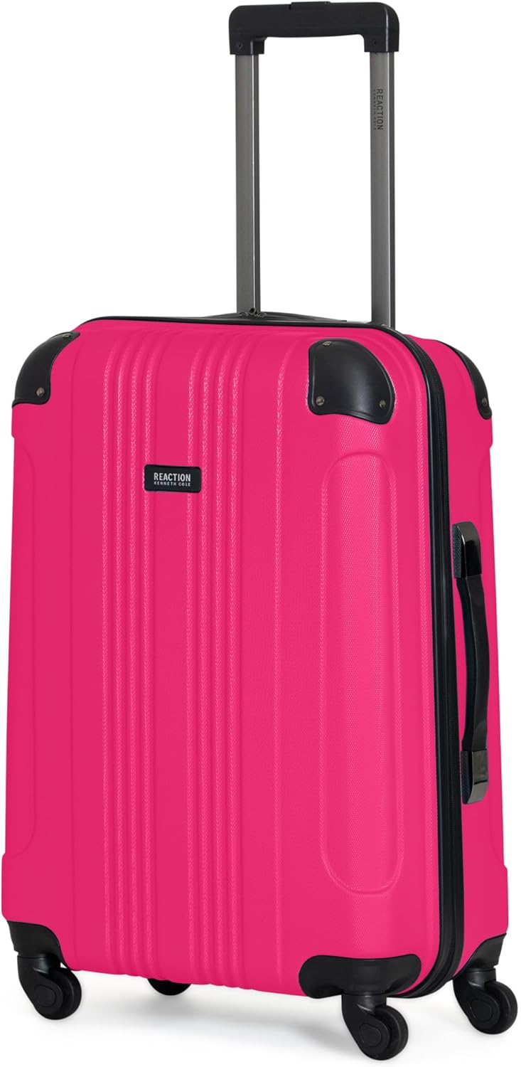 Kenneth Cole REACTION Out of Bounds Lightweight Hardshell 4-Wheel Spinner Luggage, Charcoal, 24-Inch Checked