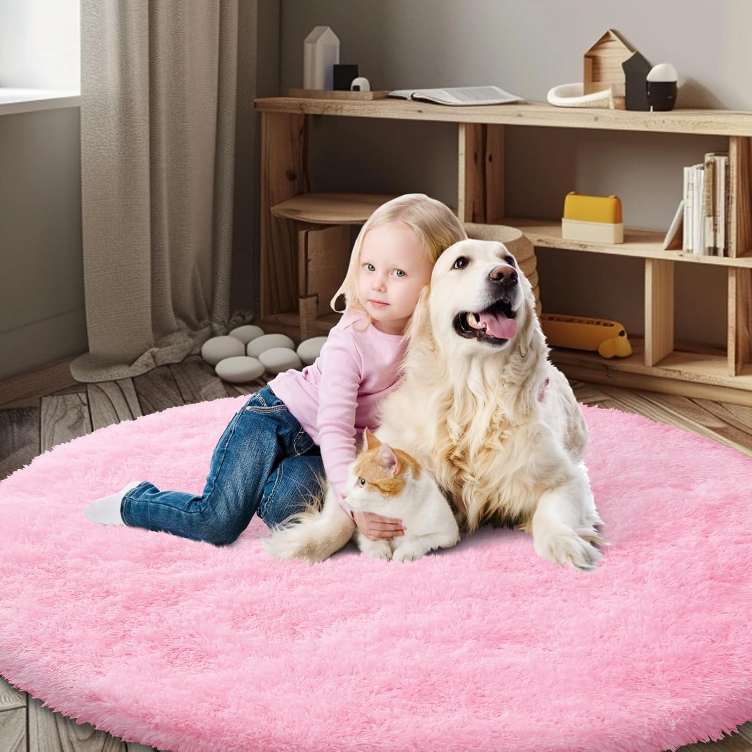 junhejiamei Area Rugs 9x12 Living Room, Large Area Rug Shaggy Carpet Soft Plush Furry Bedside Rug