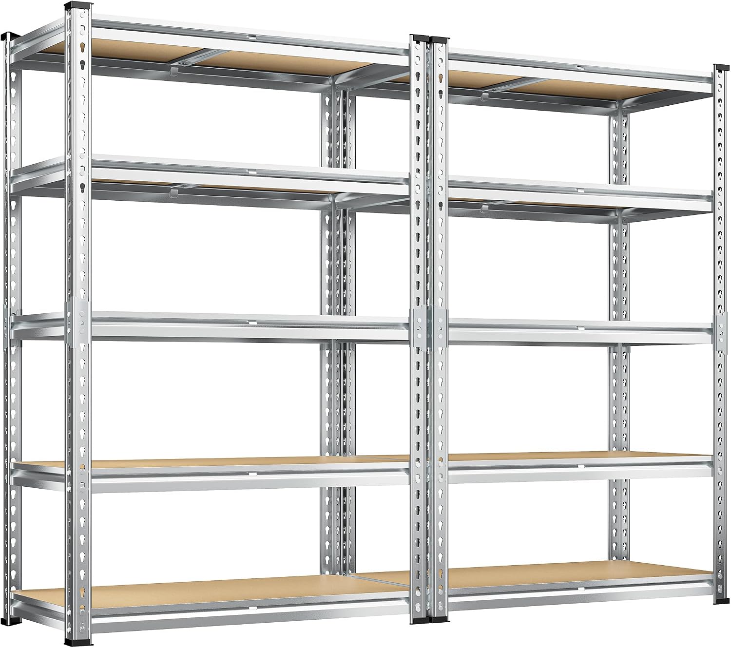 REIBII 5 Tier Garage Shelving for Pantry, Adjustable Storage Shelves, 35.5" W x 11.9" D x 72" H, Holds 2400 Lbs, 5 Reinforcing Ribs