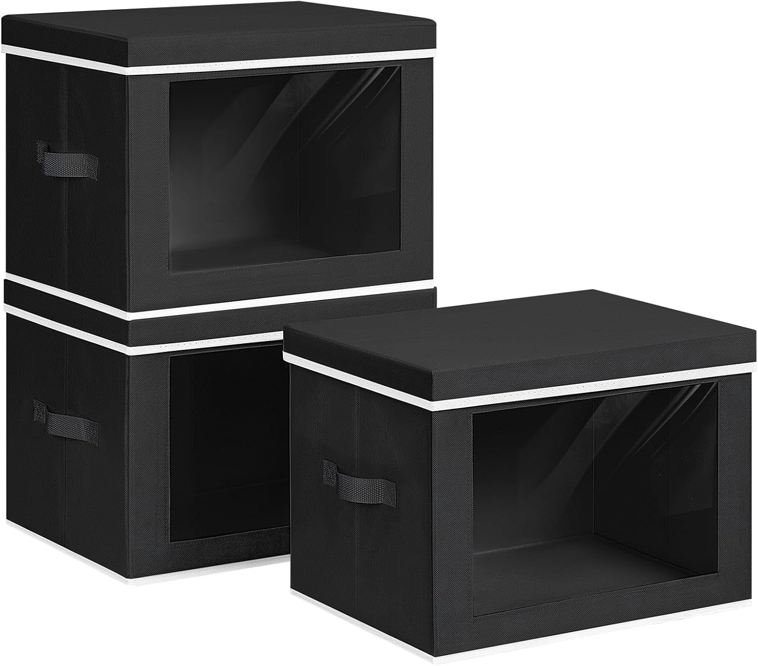 Homsorout Storage Bins with Lids - Large Decorative Basket with Lids, Fabric Foldable Closet Organizer Bins, Stackable Shelf Organizer for Living Room