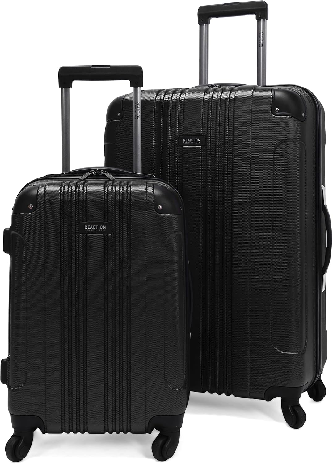 Kenneth Cole REACTION Out of Bounds Lightweight Hardshell 4-Wheel Spinner Luggage, Charcoal, 24-Inch Checked