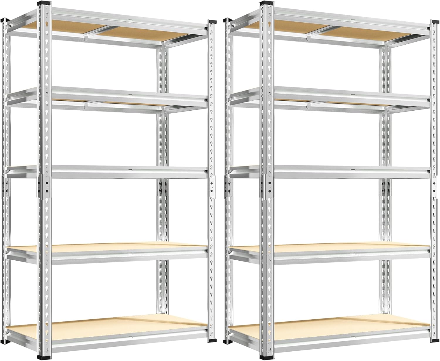 REIBII 2500LBS Garage Shelving, 40"W Rust-Proof Storage Shelves For Basement, 5-Tier Metal Shelving, Waterproof, Adjustable Pantry Shelves