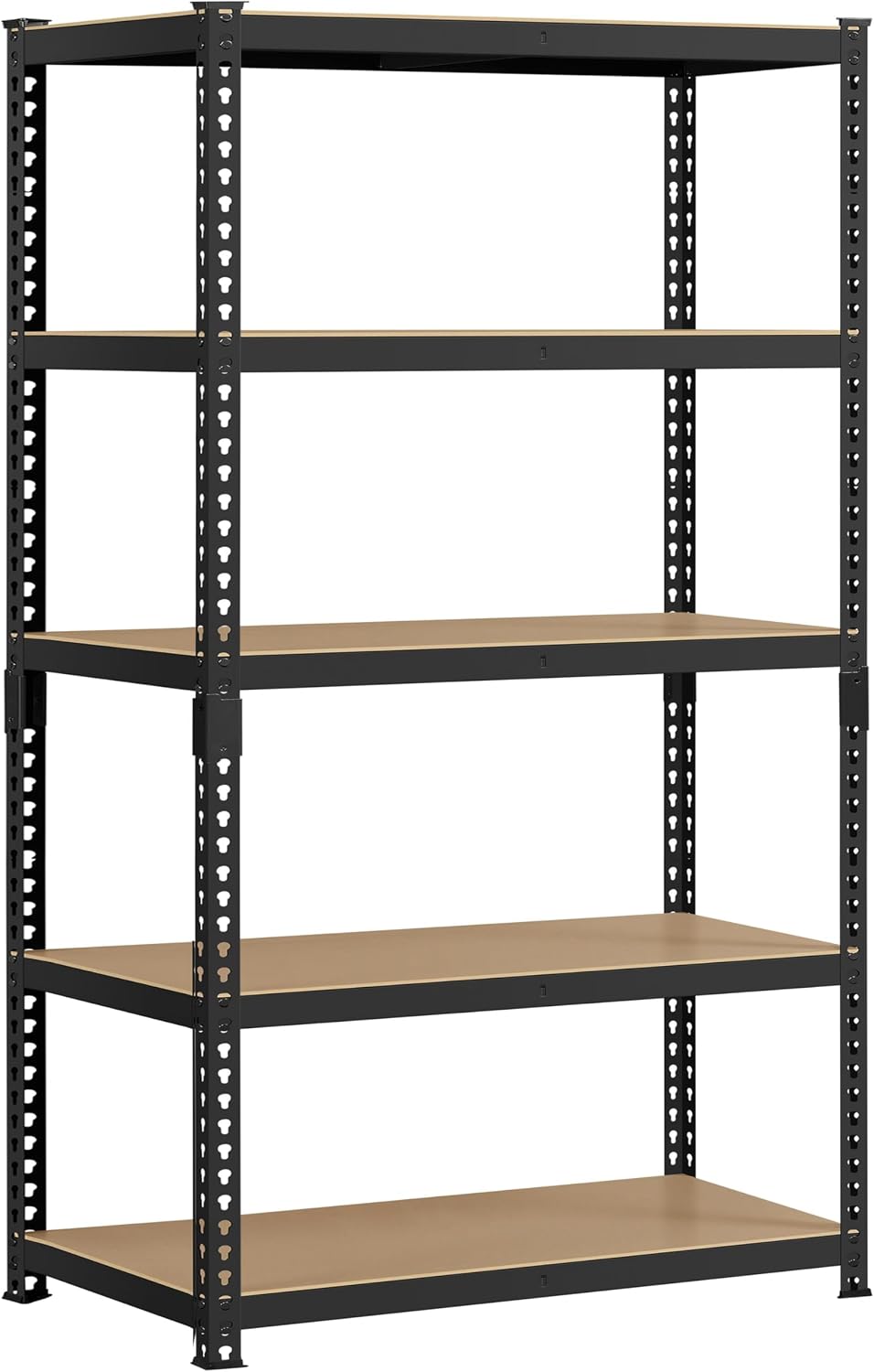 Yaheetech 5-Tier Heavy Duty Storage Shelves 28" W x 12" D x 60" H Silver, Boltless powder-coated metal frame and MDF boards assemble easily