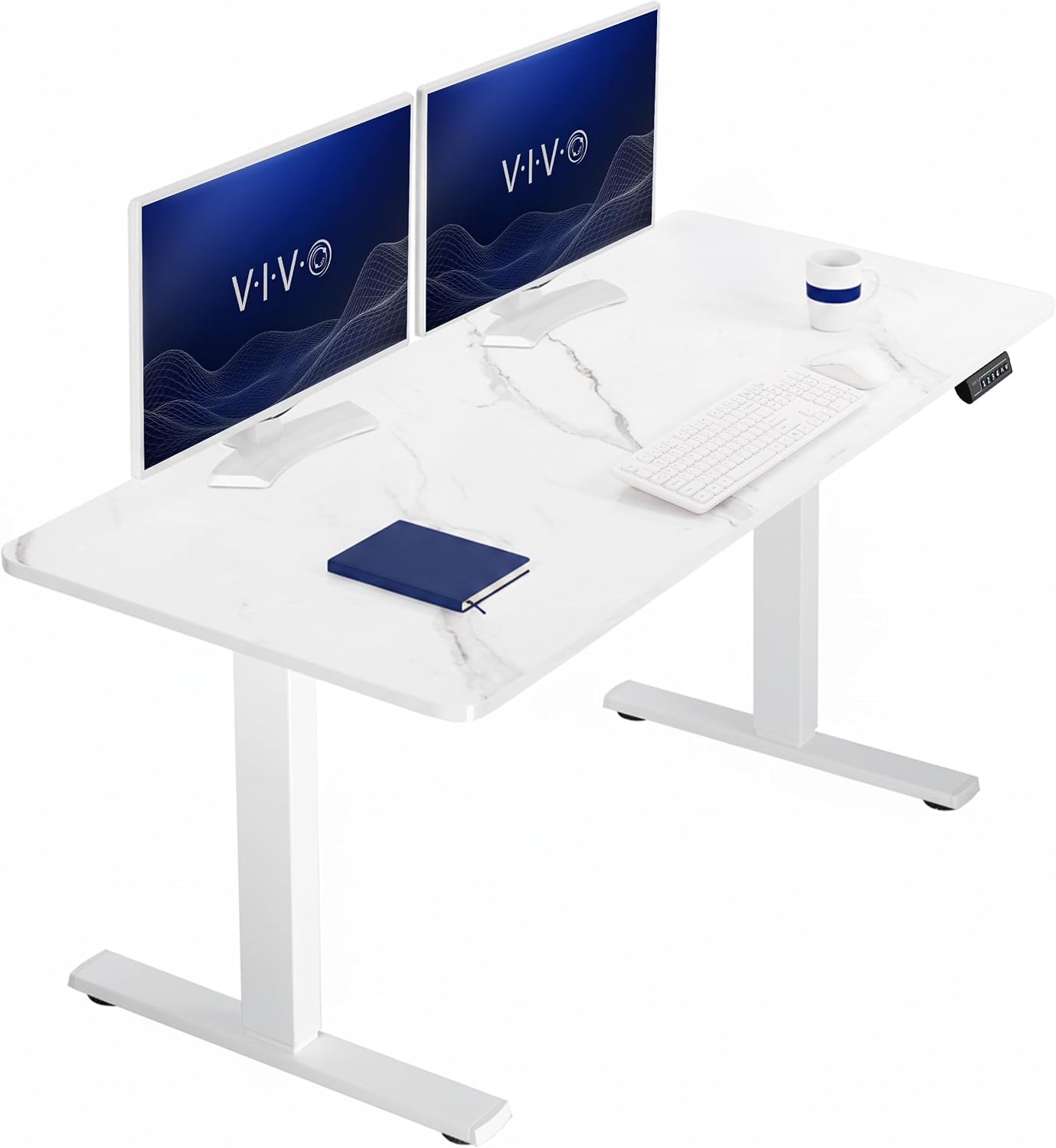 VIVO Electric 63 x 32 in Standing Desk, Memory Height Adjustment, 1B Series, Holds 220 lbs, Dark Walnut Top Black Frame, DESK-KIT-1B1D