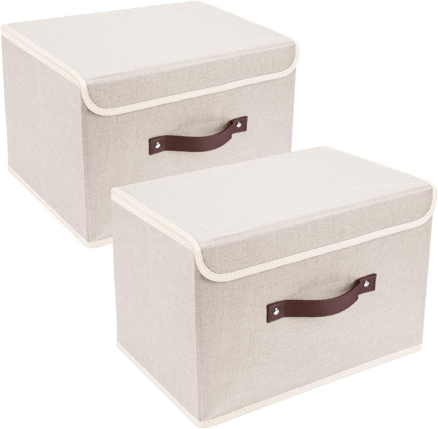 TYEERS Foldable Storage Boxes with Lids 5 Pack Fabric Storage Bins with Lids, Closet Organizers for Clothes Storage, Room Organization, Office Storage