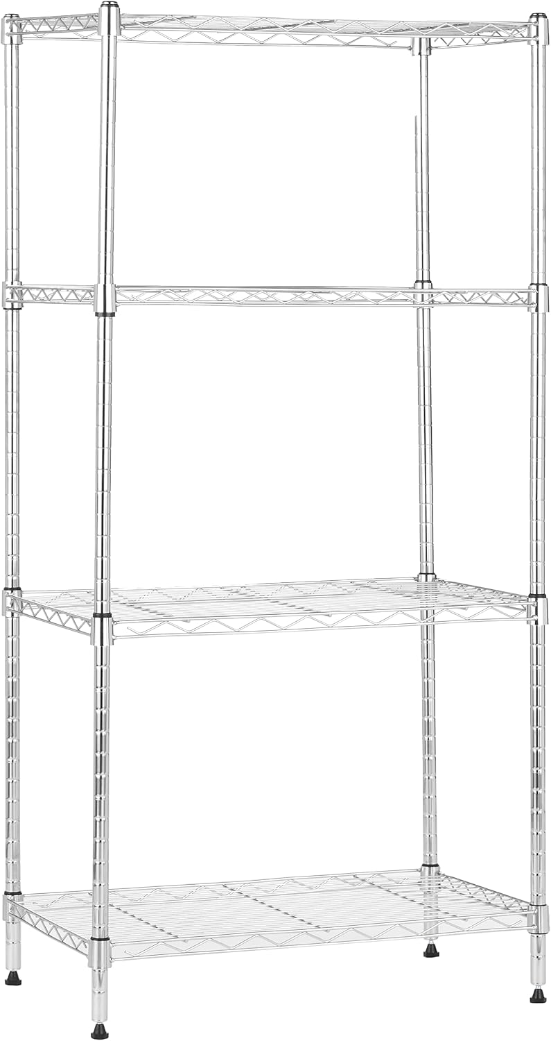 Amazon Basics 5-Shelf Adjustable, Heavy Duty Storage Shelving Unit on 4" Wheel Casters, Easy to Move Portable Wire Shelving