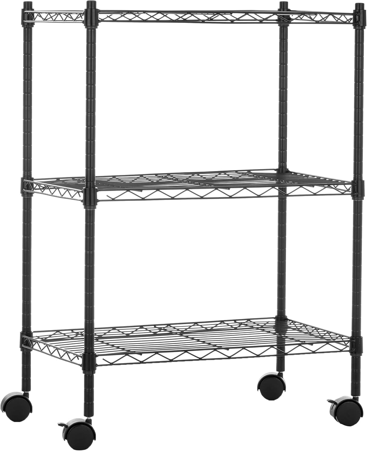 Amazon Basics 5-Shelf Adjustable, Heavy Duty Storage Shelving Unit on 4" Wheel Casters, Easy to Move Portable Wire Shelving