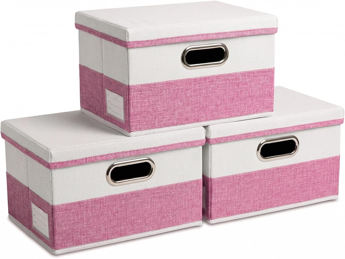 PRANDOM Large Collapsible Storage Bins with Lids 3-Pack Linen/Cotton Blend Foldable Storage Boxes Organizer Containers Baskets Cube with Cover for