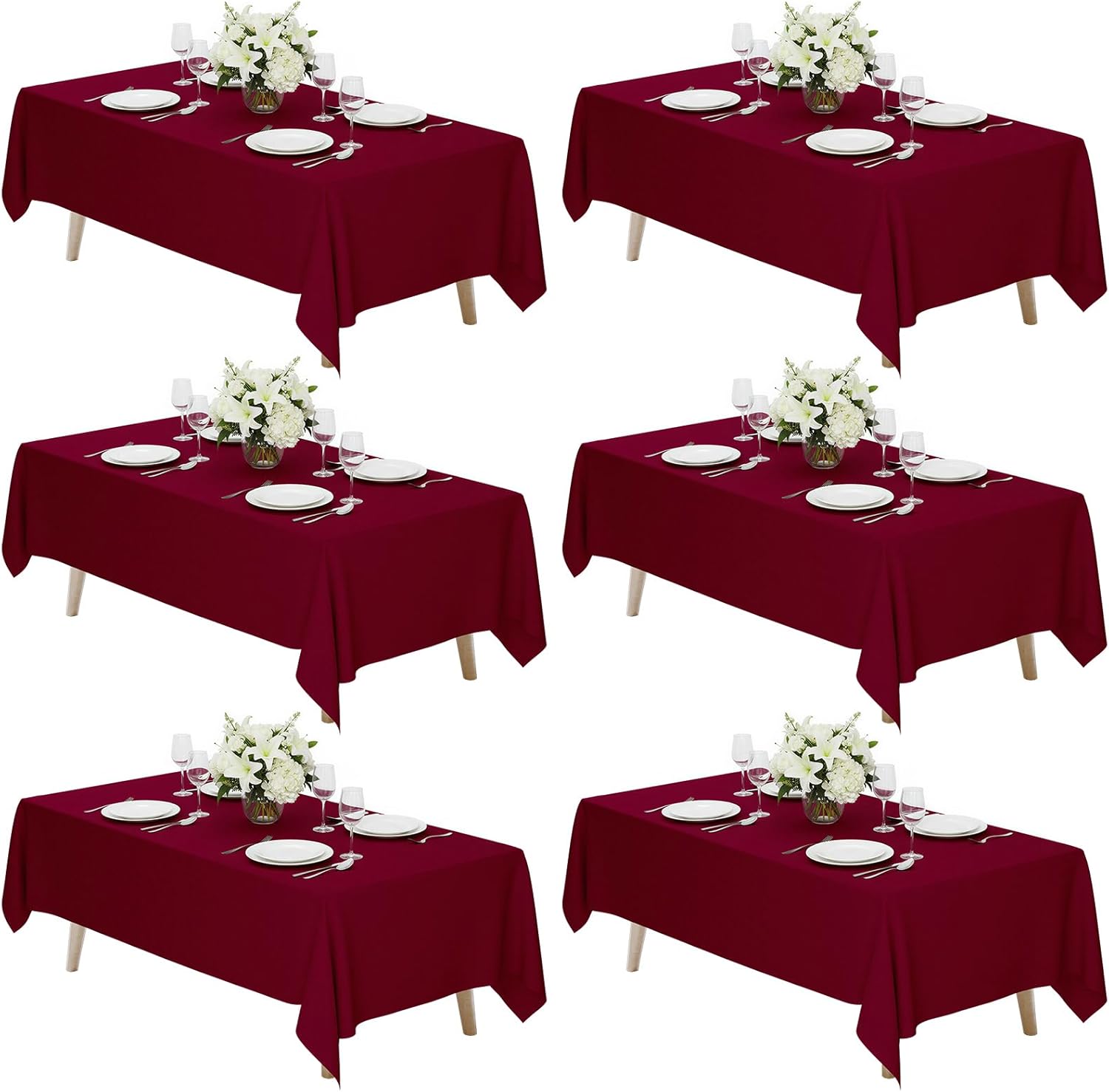 Fixwal 120 Inch Black Round Tablecloth, 6 Pack Round Table Cloth Polyester Fabric Washable Table Covers for New Year Decorations, Party, Banquet