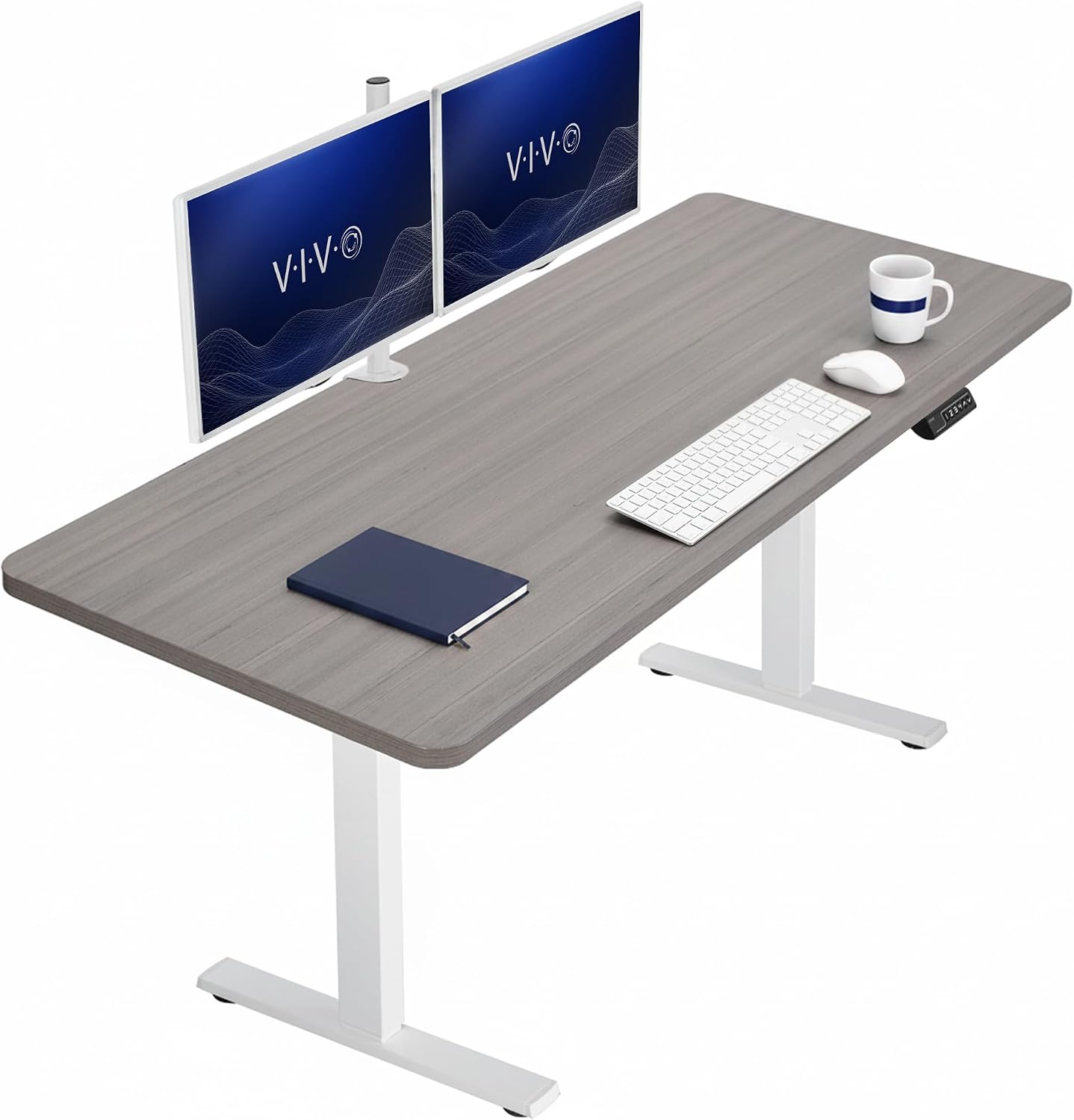 VIVO Electric 63 x 32 in Standing Desk, Memory Height Adjustment, 1B Series, Holds 220 lbs, Dark Walnut Top Black Frame, DESK-KIT-1B1D