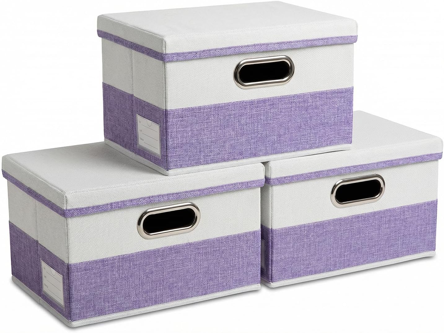 PRANDOM Large Collapsible Storage Bins with Lids 3-Pack Linen/Cotton Blend Foldable Storage Boxes Organizer Containers Baskets Cube with Cover for